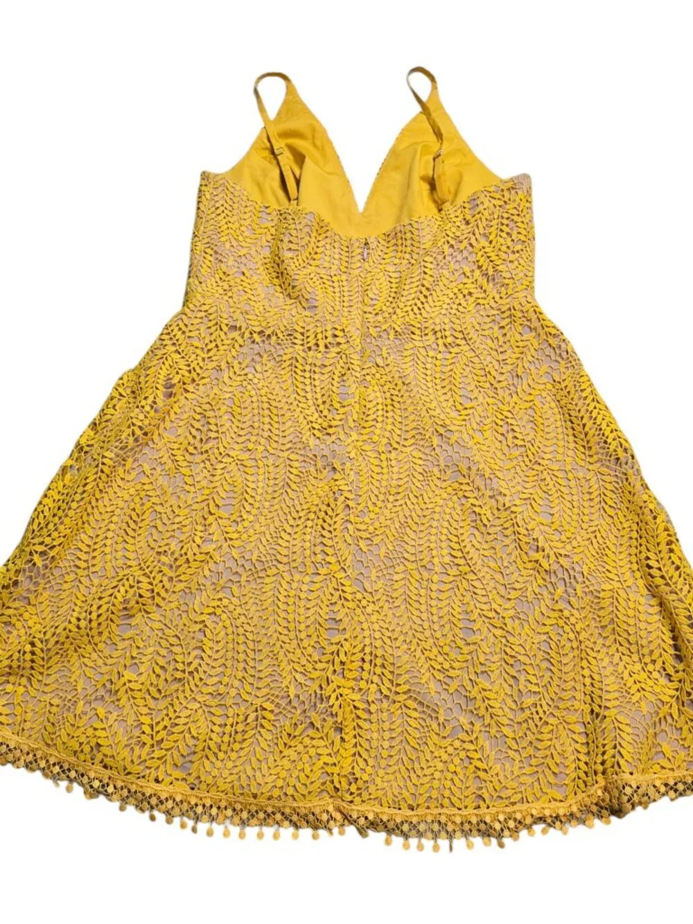 Dress The Population Yellow Crochet Lace Dress XXL EUC - Picture 2 of 10
